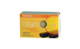 Мыло-крем для лица Корица-апельсин с маслами ши корицы и апельсина Sodasan 100 г